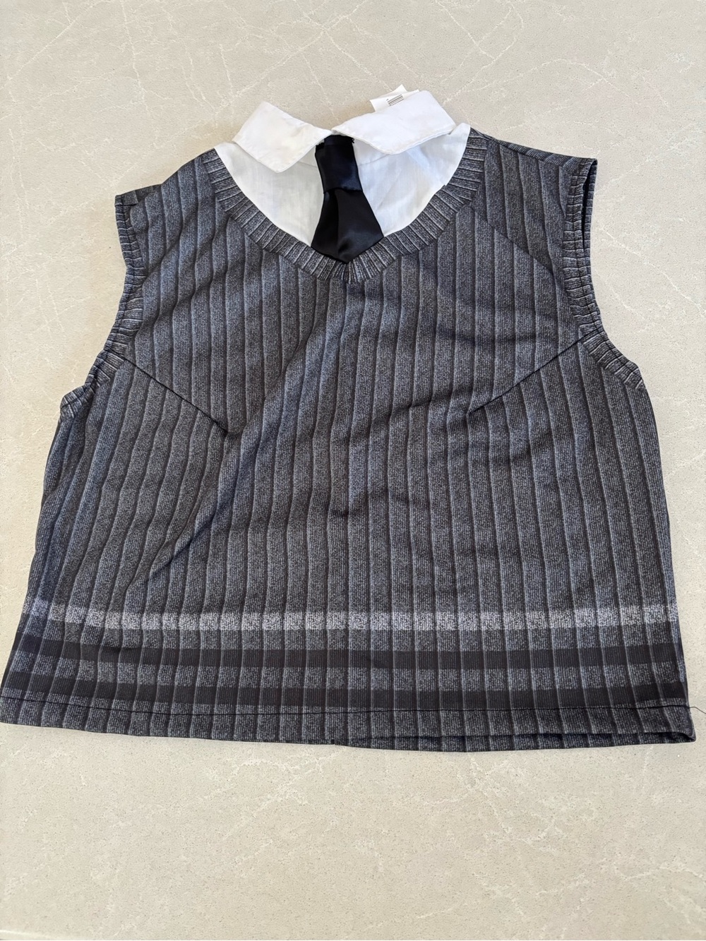 Wednesday Addams Nevermore Pinstripe Crop Vest Top Tie Set Rubies Large